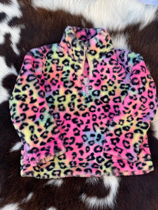 Rainbow leopard 3/4 quarter zip